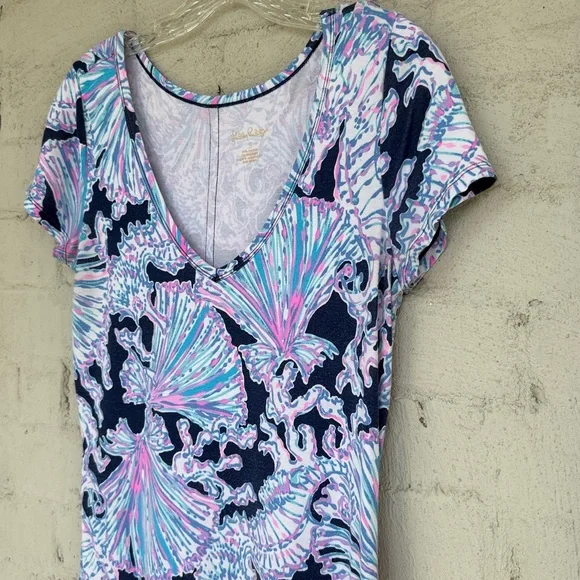 Lilly Pulitzer Malin Shells Bells Deep Sea Navy Midi Dress Size Small - Picture 5 of 11